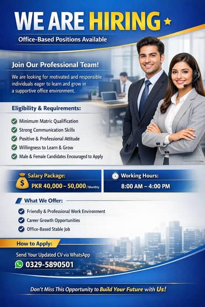 office staff required ||urgent hiring ||male and female|| jobs