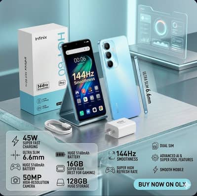 INFINIX HOT 60 PRO – 5160 mAh Battery + 50MP Cam FULL KIT - Box pack