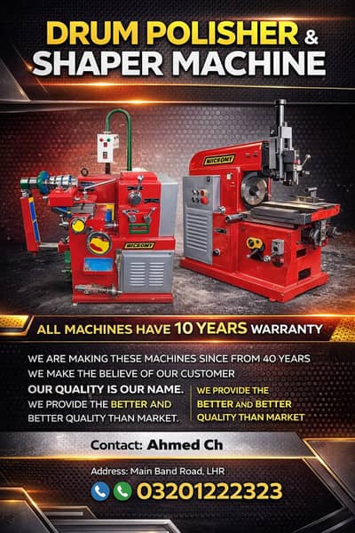 Durm Polisher / Shaper machine,Turning Machine available in all sizes.