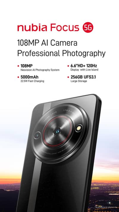 ZTE Nubia Focus 5g 256gb 16gb 108mp camera Brand New