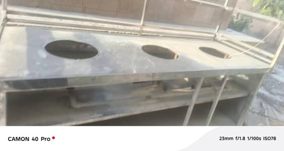 biryani counter 7 feet length 2.5 feet width of steel