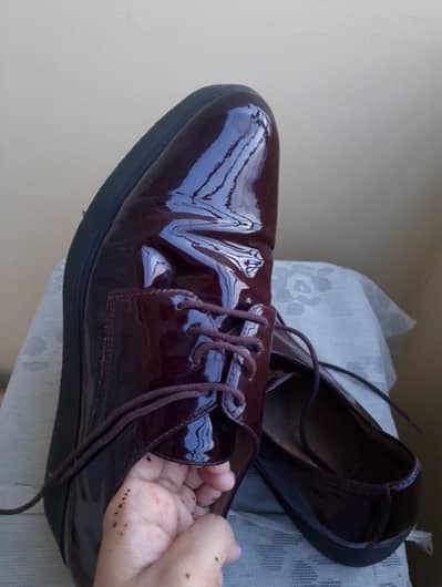 Stylish Maroon Glossy Formal Shoes (Almost New)