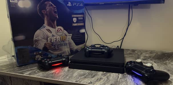 PS4 500GB Jet Black(CUH-2116A) with FIFA18+Original Box & Accessories