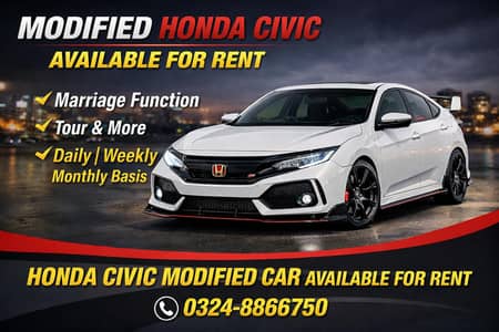 MODIFIED HONDA Civic CAR AVAILABLE FOR RENT 24/7 available