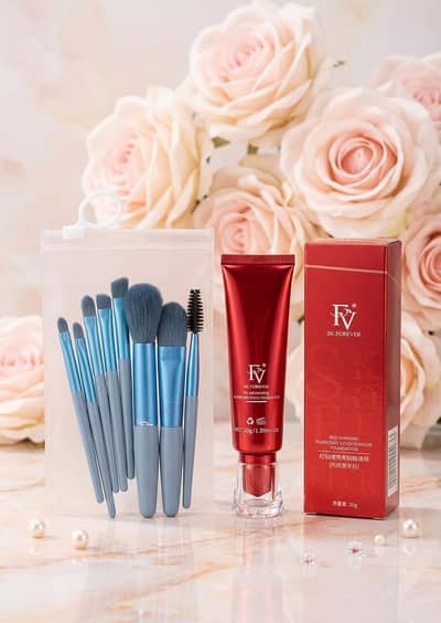 Ivory Shade FV Foundation With 8 Pcs Makeup Brush Set