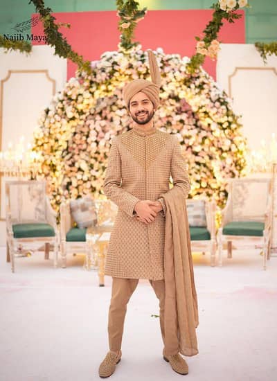 Golden Sherwani in brand new condition