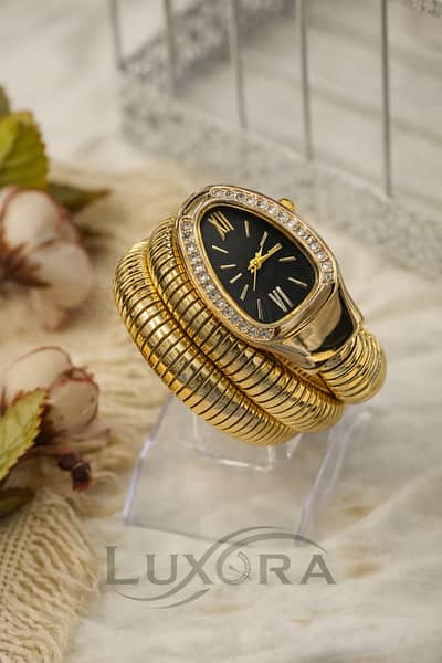 Brand New Luxora Snake Shape Gold Watch (Unused)