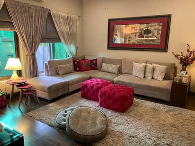 Luxurious Light Grey Velvet L-Shaped Sofa – 8 Seater (Pristine Condit