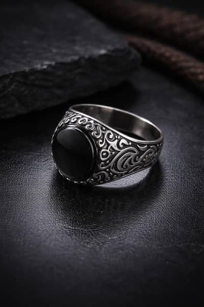 Silver Black Onyx Ring for sale | only 1 left