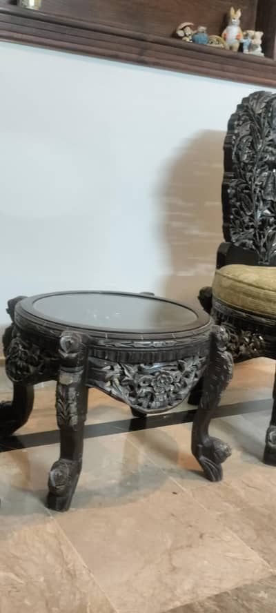 two chairs with table