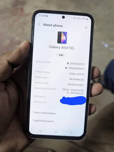 Samsung A54 5G 8Gb256Gb Mobile and original charjar