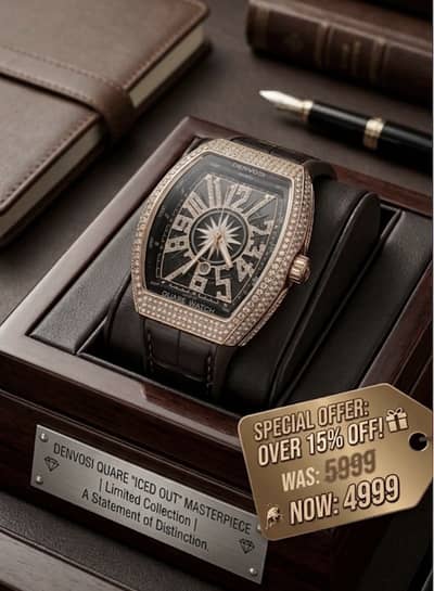 Luxury Denvosi "Iced Out" Quare Edition - 20% OFF Flash Sale!