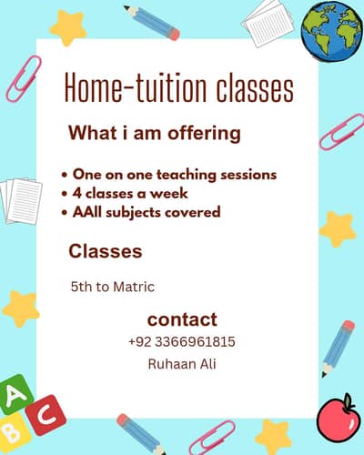 Home Tuition classes for North and new Karachi students