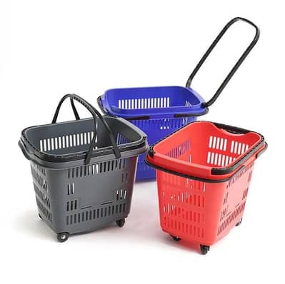 shopping trolley | plastic rolling trolley | mart basket | trolley