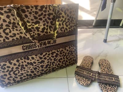 Branded tote bag with slippers combo