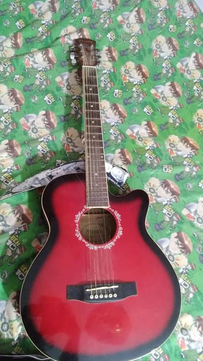 Semi acoustic guitar with bag, Metallic Capo and 2 plactrums