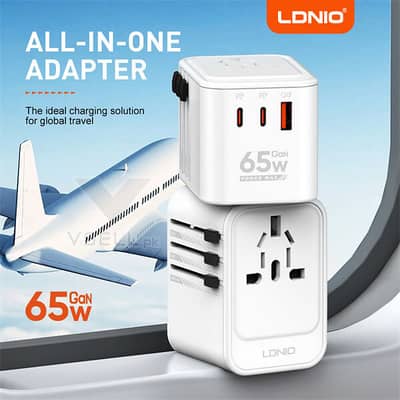 LDNIO Z6 - 3 Ports 65W GaN Travel Adapter Charger (Type-C + USB-A)
