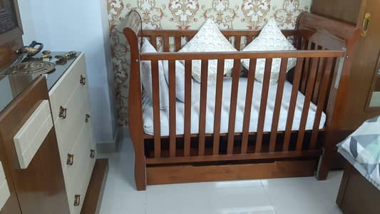 it's baby cot important wood with 4inch cotton foam