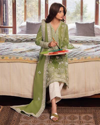 lawn suit zaha unstitched new