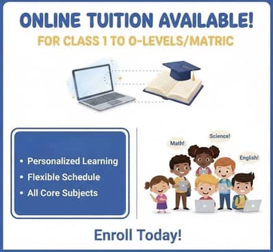 Online Tuition for O-levels/Matric
