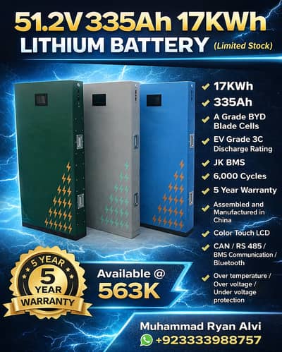 51.2v 335Ah | 17Kwh Lithium Battery | Lithium Iron Phosphate Battery
