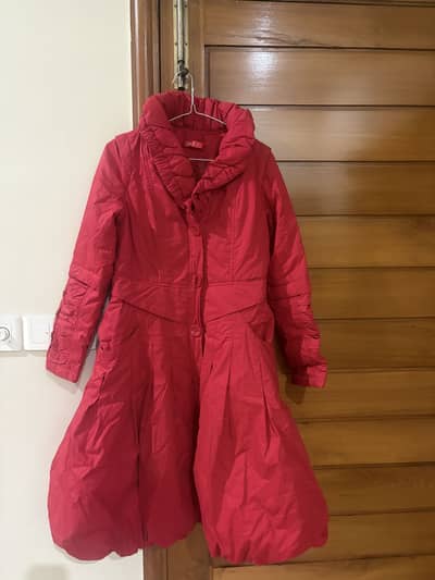 Red raincoat/parachute long coat