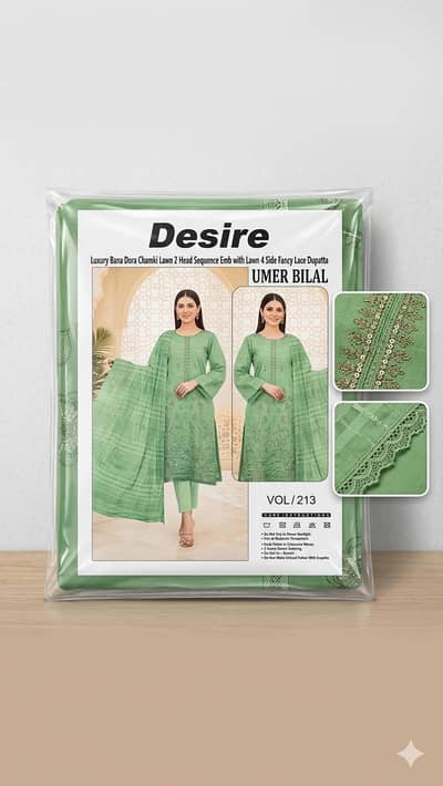 Designer Mint Green Luxury Lawn with Fancy Lace Dupatta