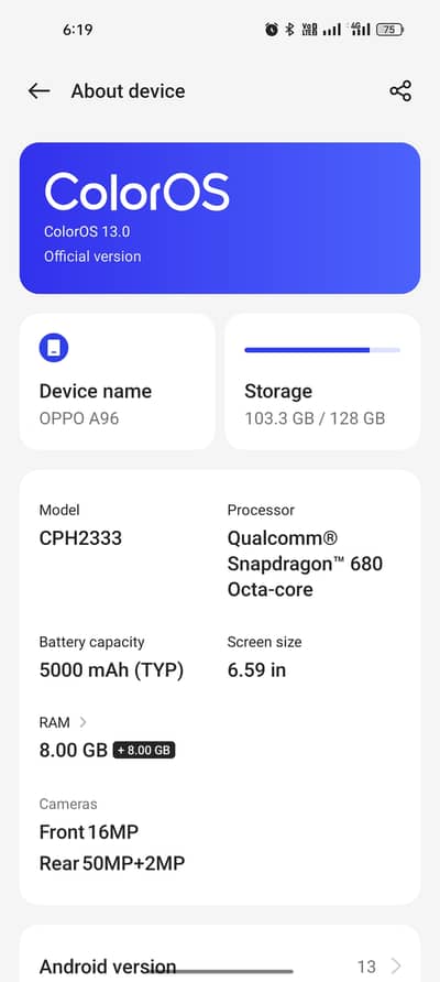 OPPO A96  8+8/128 GB