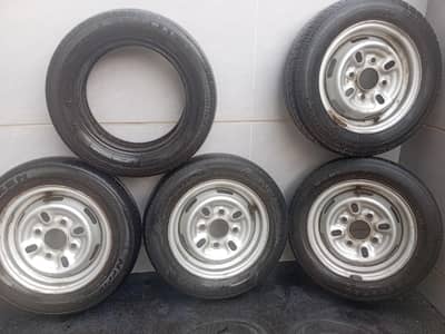 Mehran Tyres for sale 145/70 R12 (with rims)