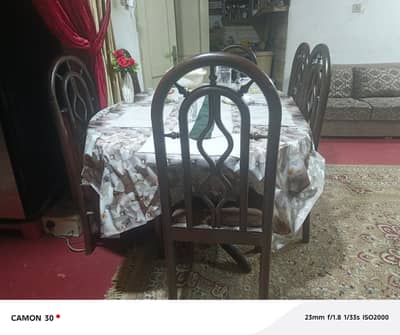 Wooden dining table 6 seater set