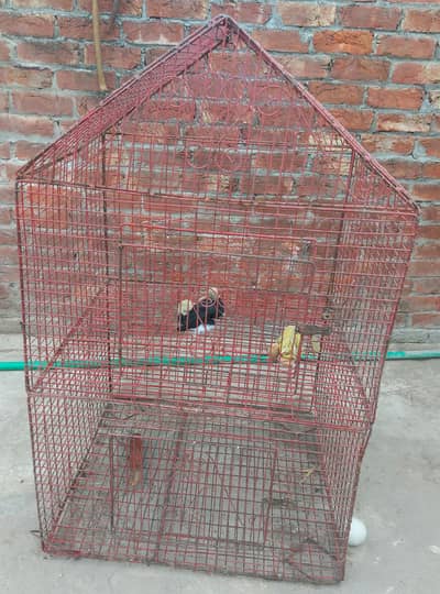 Iron cage 2 portion very heavy  for pets uses like new