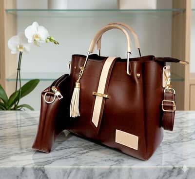 Women leather hand bag set with  teser