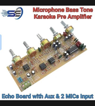 preamp module, circuit board, bass , terrible, echo and mic inputs