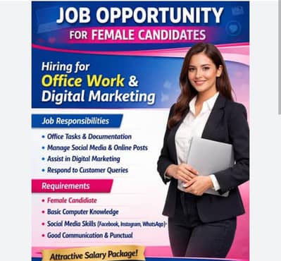 need a female for social media marketing office base