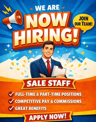 Need An accountant, Sale person and warehouse manager