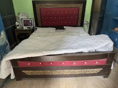 Wodden bed , king size bed with dressing and side tabel
