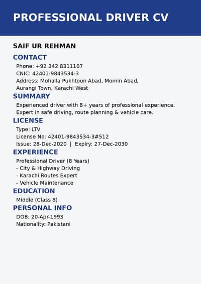 I need to job to driving. Ned