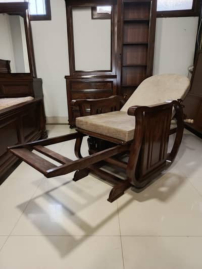 rocking chair full solid sheesham wood and molty foam cussion