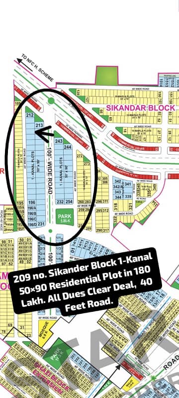 209 No Sikander Block 1-Kanal (50 By 90) Residential Plot All Dues Clear Deal, 40 Feet Road Best Location For Constructing Your Dream House In Bahria Town Lahore