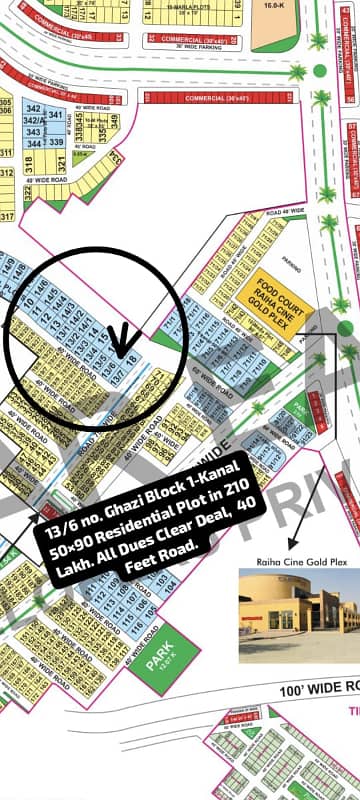 13/6 No. Ghazi Block 1-Kanal (50 By 90) Residential Plot All Dues Clear Deal, 40 Feet Road Best Location For Constructing Your Dream House In Bahria Town Lahore