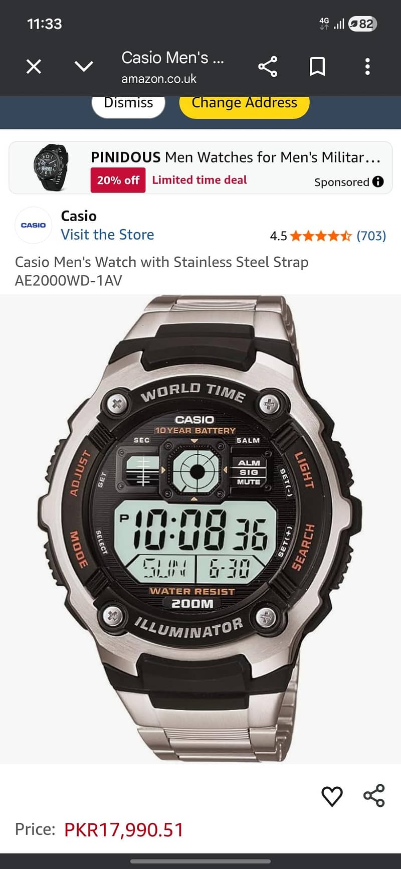 casio AE 2000 W 0