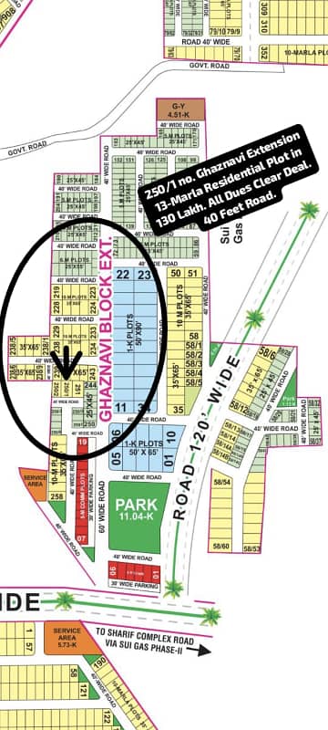 250/1 no. Ghaznavi Extension Block 13-Marla Residential Plot in 130 Lakh. All Dues Clear Deal, 40 Feet Road. Best Location For Constructing Your Dream House in Bahria Town Lahore.