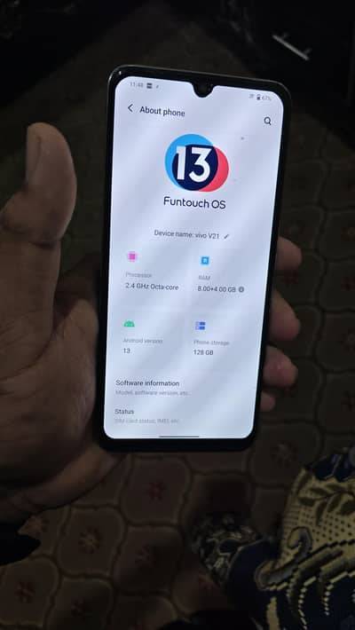 Vivo v21 8+8gb 128gb finger display