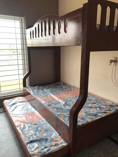 bunker bed for kids with 3 mattress wooden