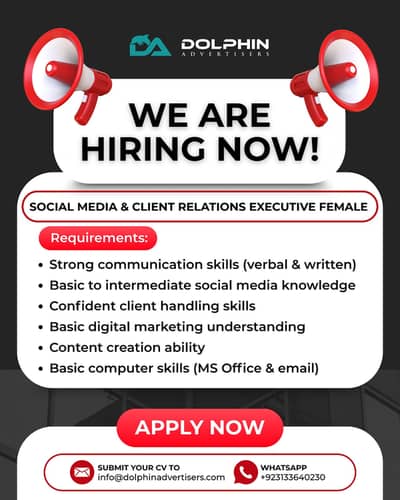 Social Media & Client Relations Executive (Female)