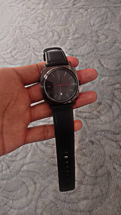Original tomi mens black leather strap watch