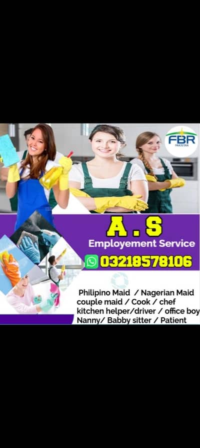 Maids cook driver Couple chef patient care attendants avail