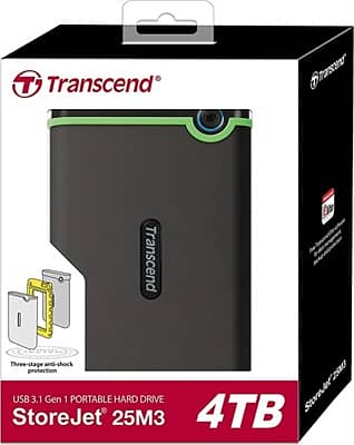 Transcend StoreJet 25M3 4TB Portable Hard Drive (USB 3.1 Gen 1)
