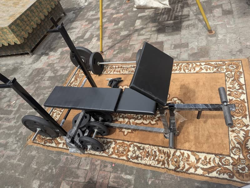 Multi-Function Home Gym Bench Set with Weights & Rods 1