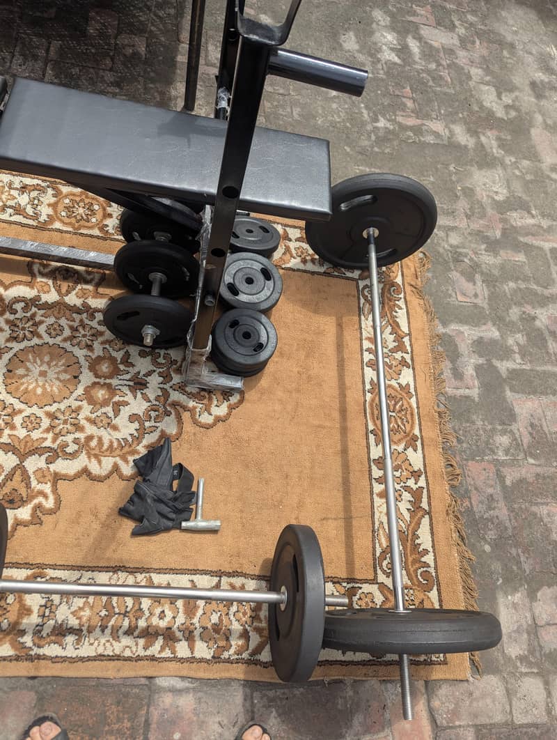 Multi-Function Home Gym Bench Set with Weights & Rods 2